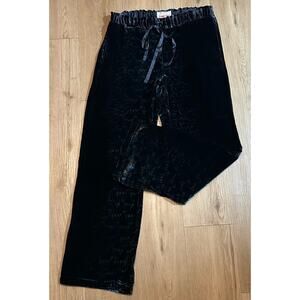 NWT $258 Johnny Was Biya Louisa Black Velvet Silk Floral Wide Leg Pants-Size M